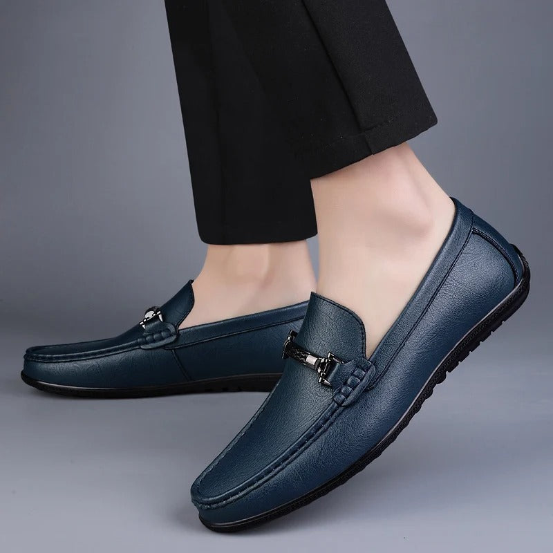 Men's leather loafers - metallic rope detail - casual office