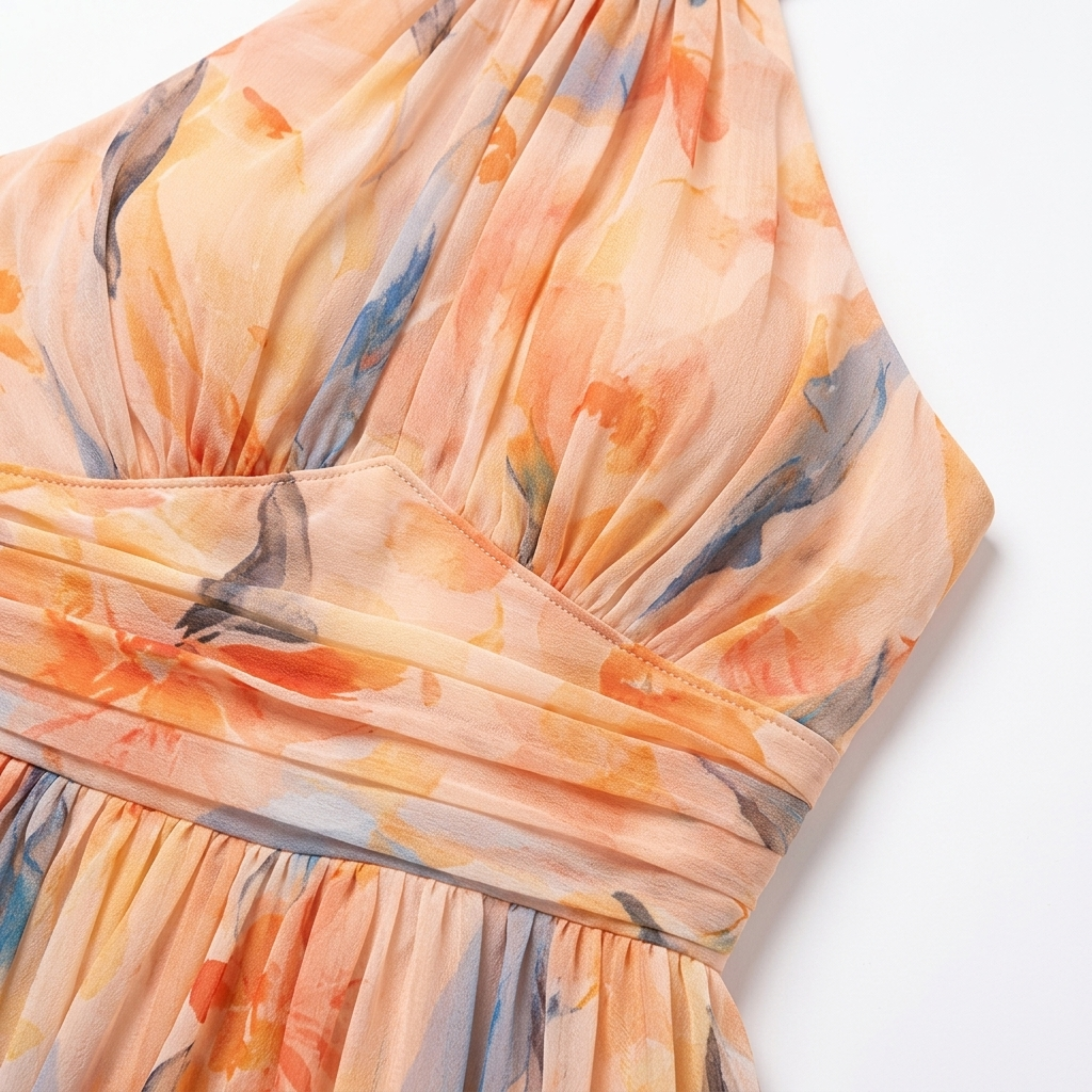 Women's Chiffon Floral Maxi Dress Open Back Halter Neck Flowy Skirt Formal Occasion