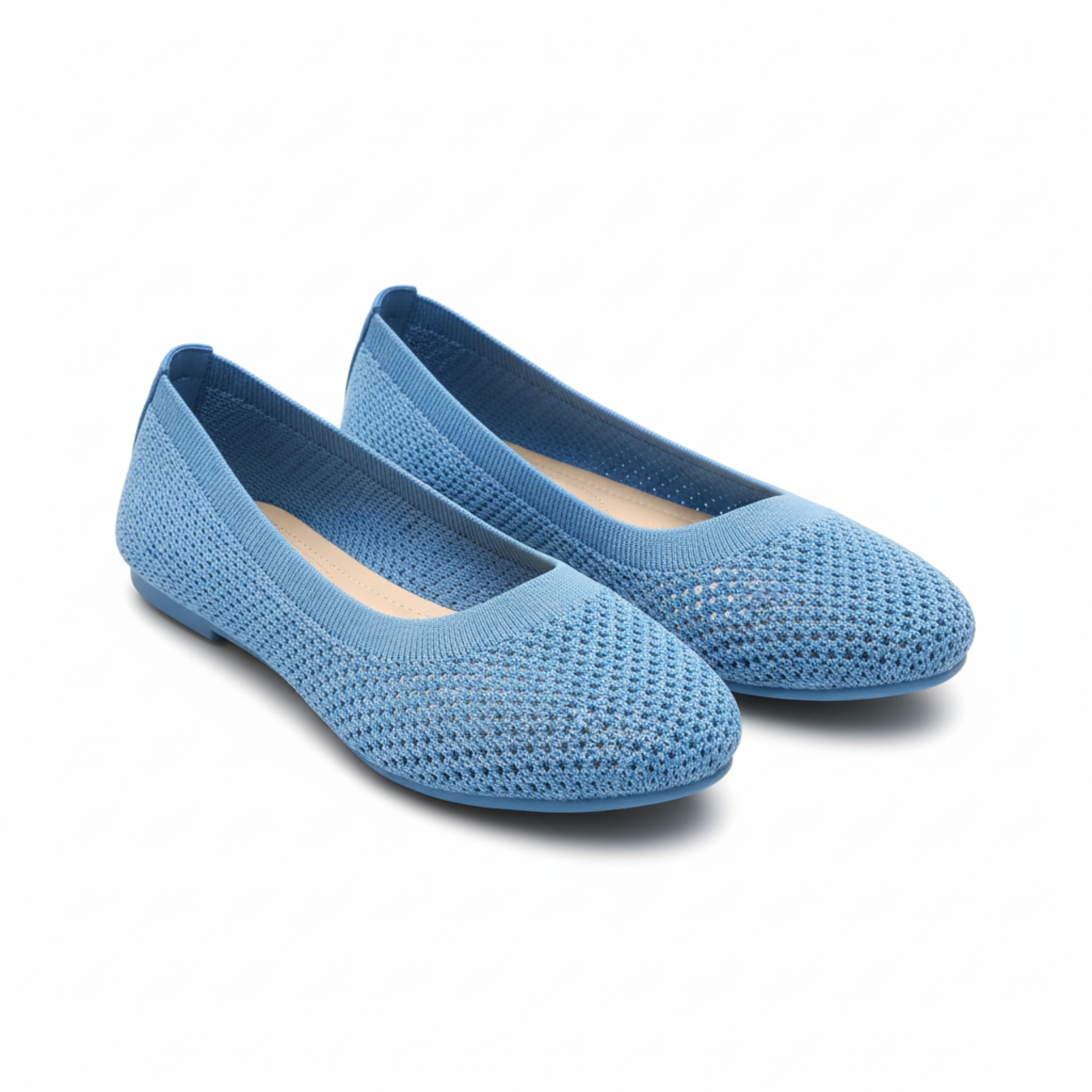 Ballet Flats Mesh Round Toe Slip On Walking Shoes Casual Breathable Knit Footwear