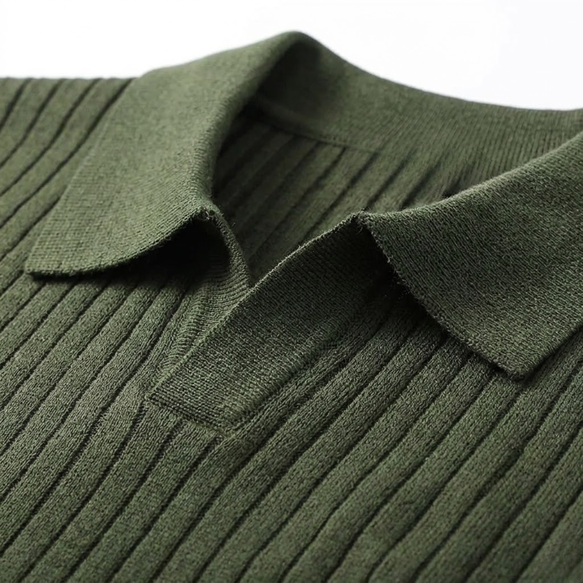 Men's slim fit polo shirt — vertical textured knit — smart casual wear