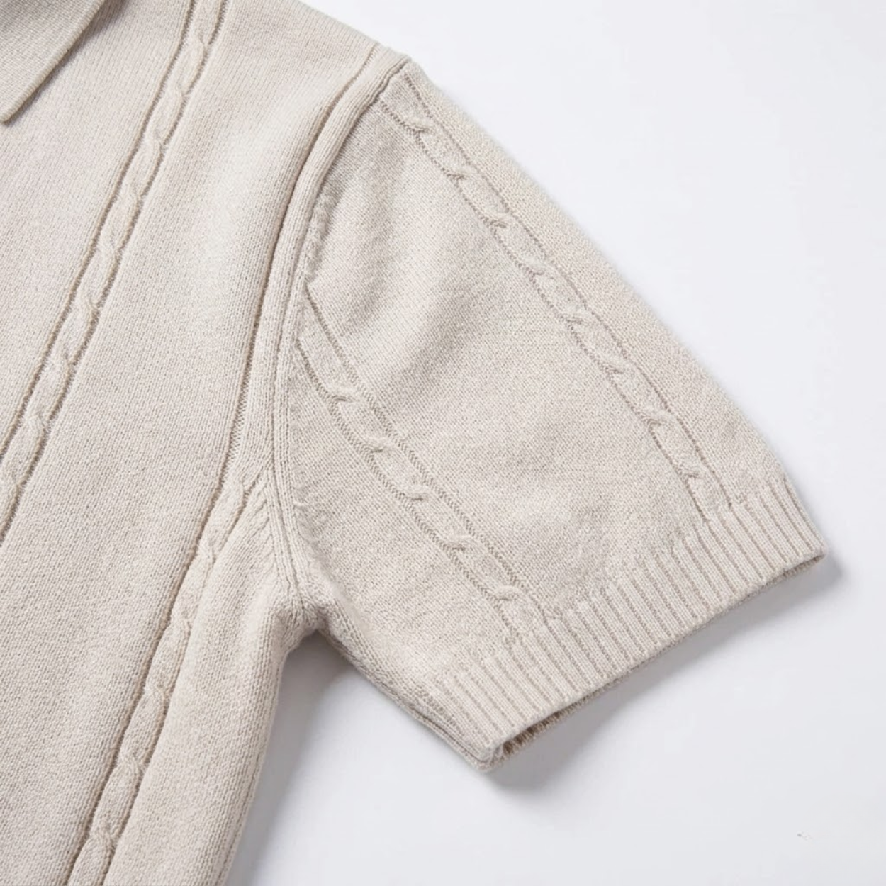 Men's short-sleeve polo shirt — vertical textured mesh — casual daily wear