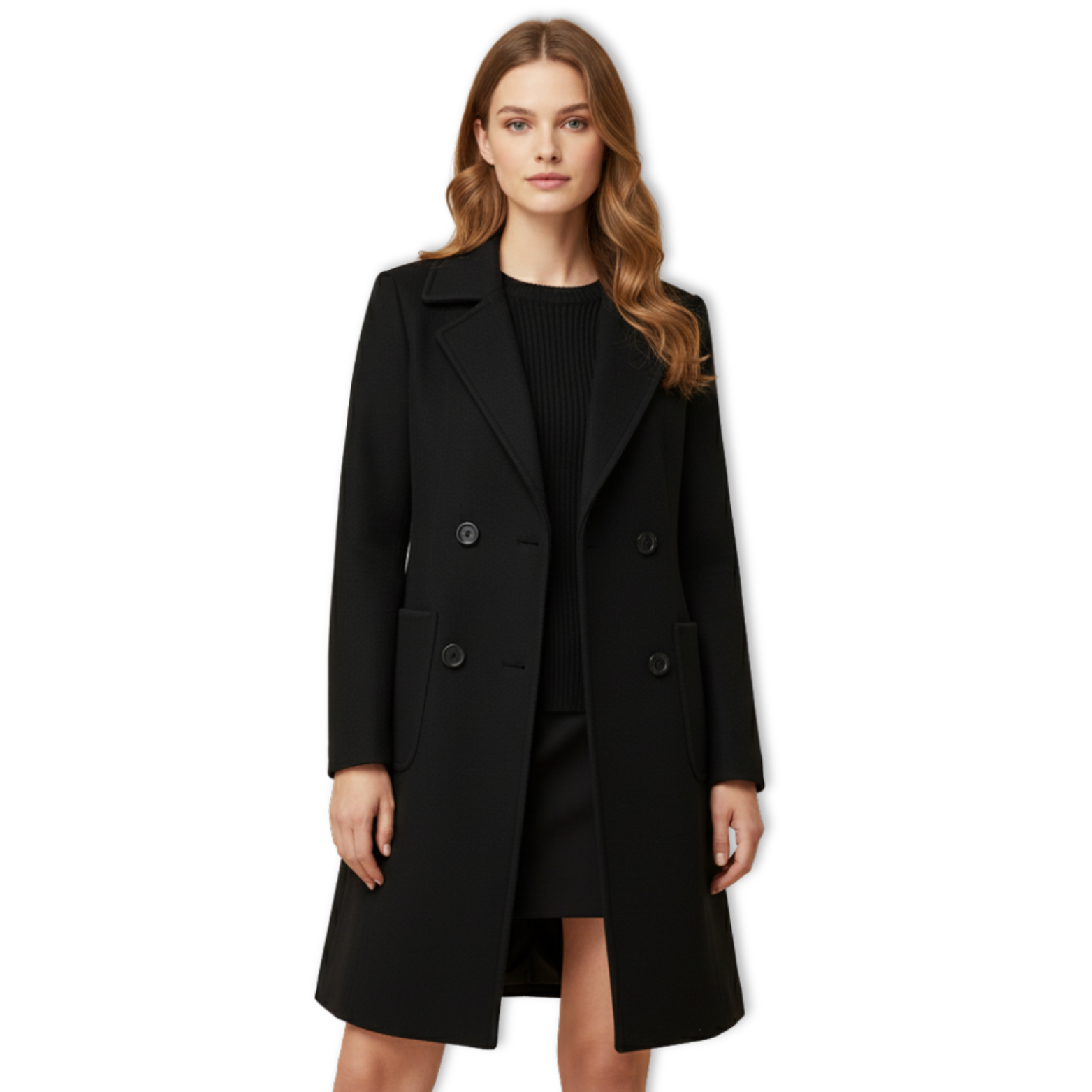 Women's Long Double Breasted Woolen Coat