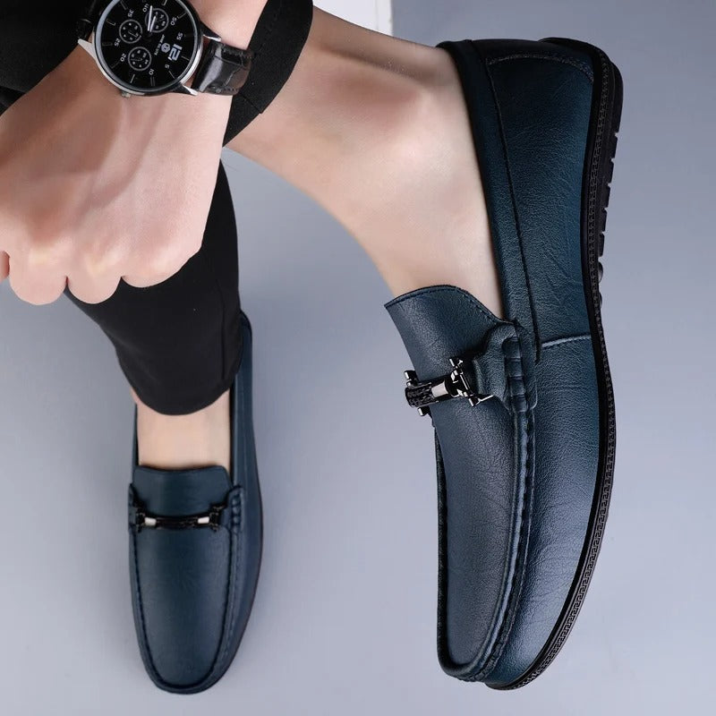 Men's leather loafers - metallic rope detail - casual office