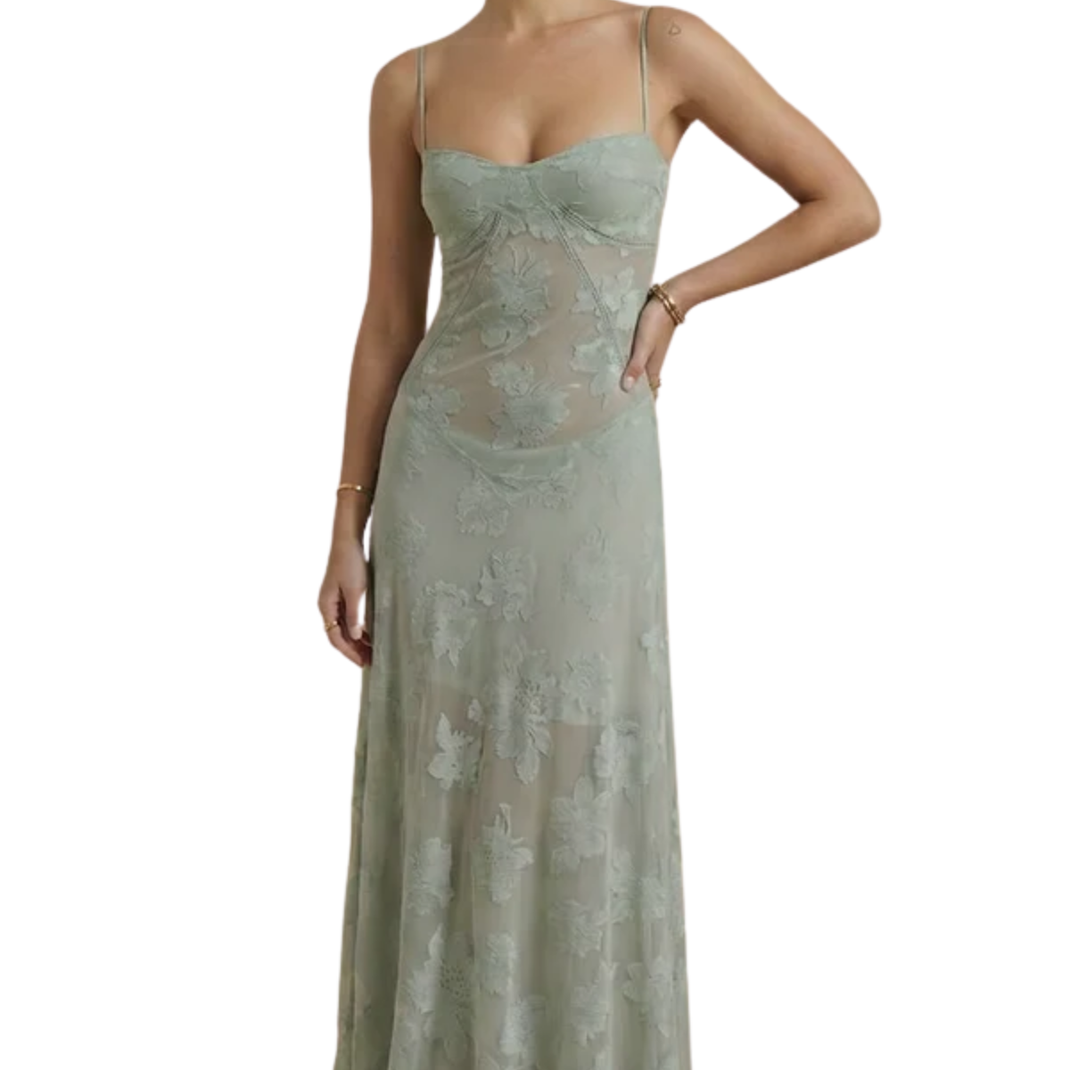 Women's Floral Maxi Dress Lace Overlay Sweetheart Neckline Spaghetti Strap Formal