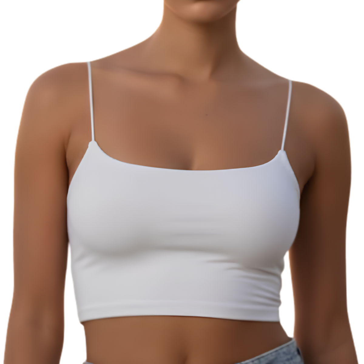 Crop top tank for women with thin straps in cotton poly blend — vacation