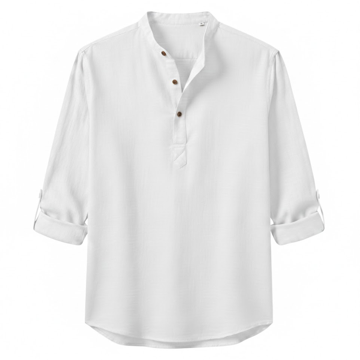 Men's Cotton Linen Henley Shirt Long Sleeve Breathable Casual Beach Button Top