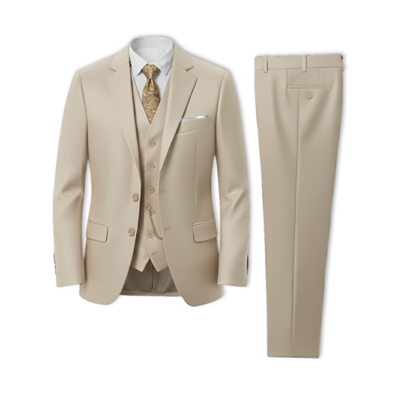Classic Wedding Tuxedos Solid 3 Pieces Suits Slim Fit Groomsmen