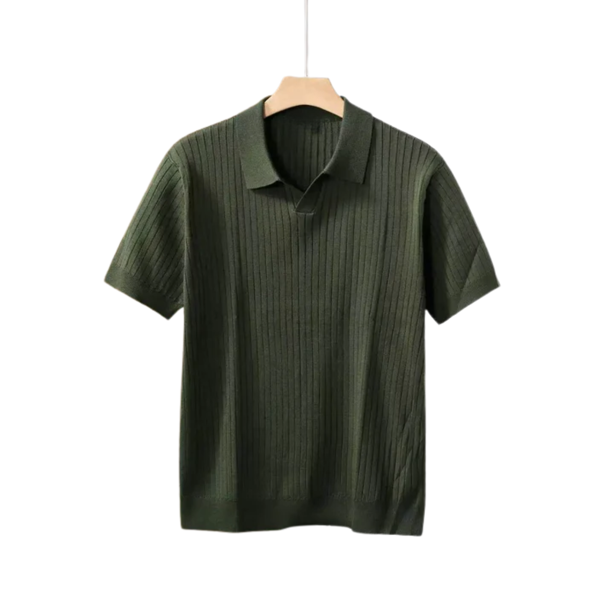 Men's slim fit polo shirt — vertical textured knit — smart casual wear
