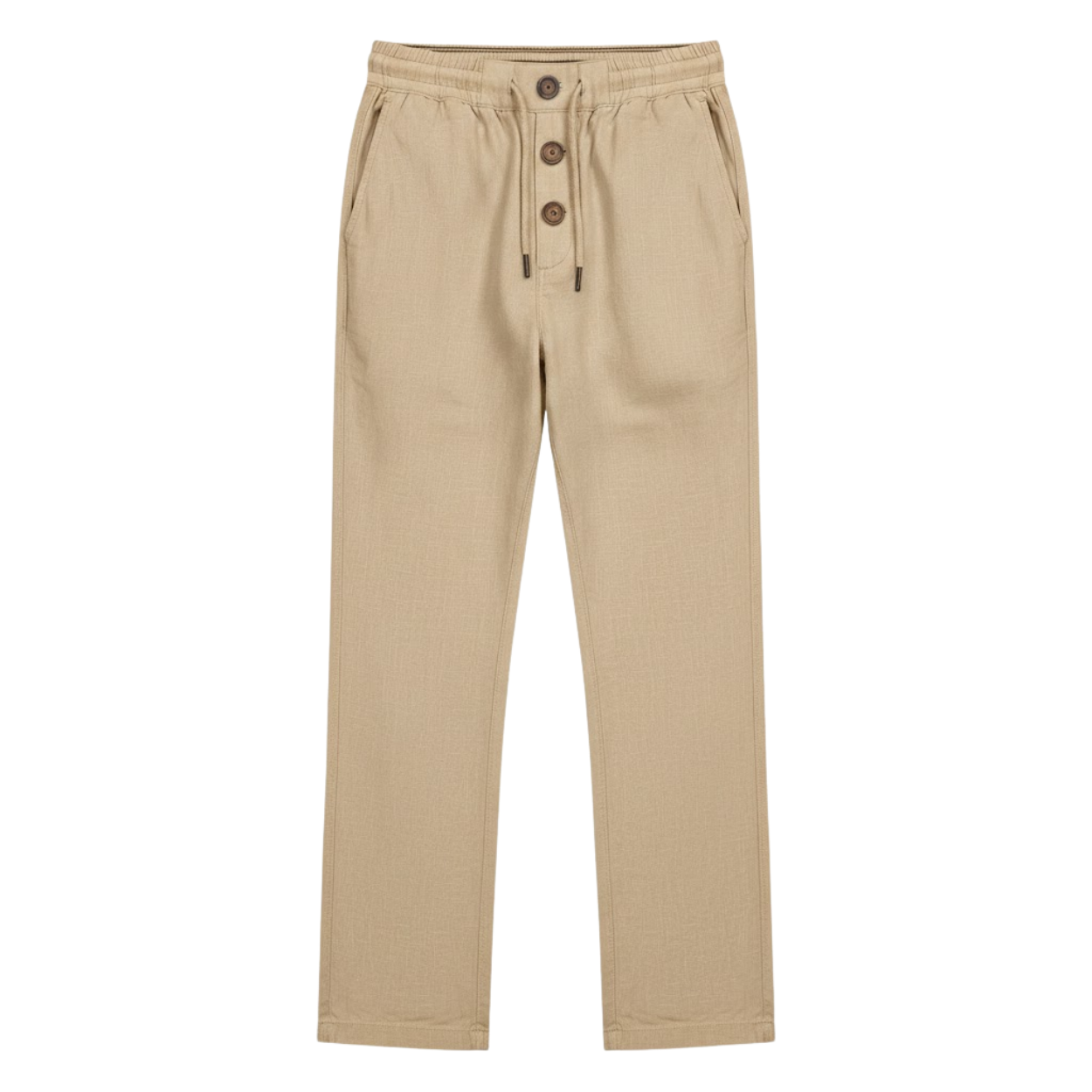 Men's Drawstring Linen Pants Elastic Waist Straight Leg Breathable Casual Trousers
