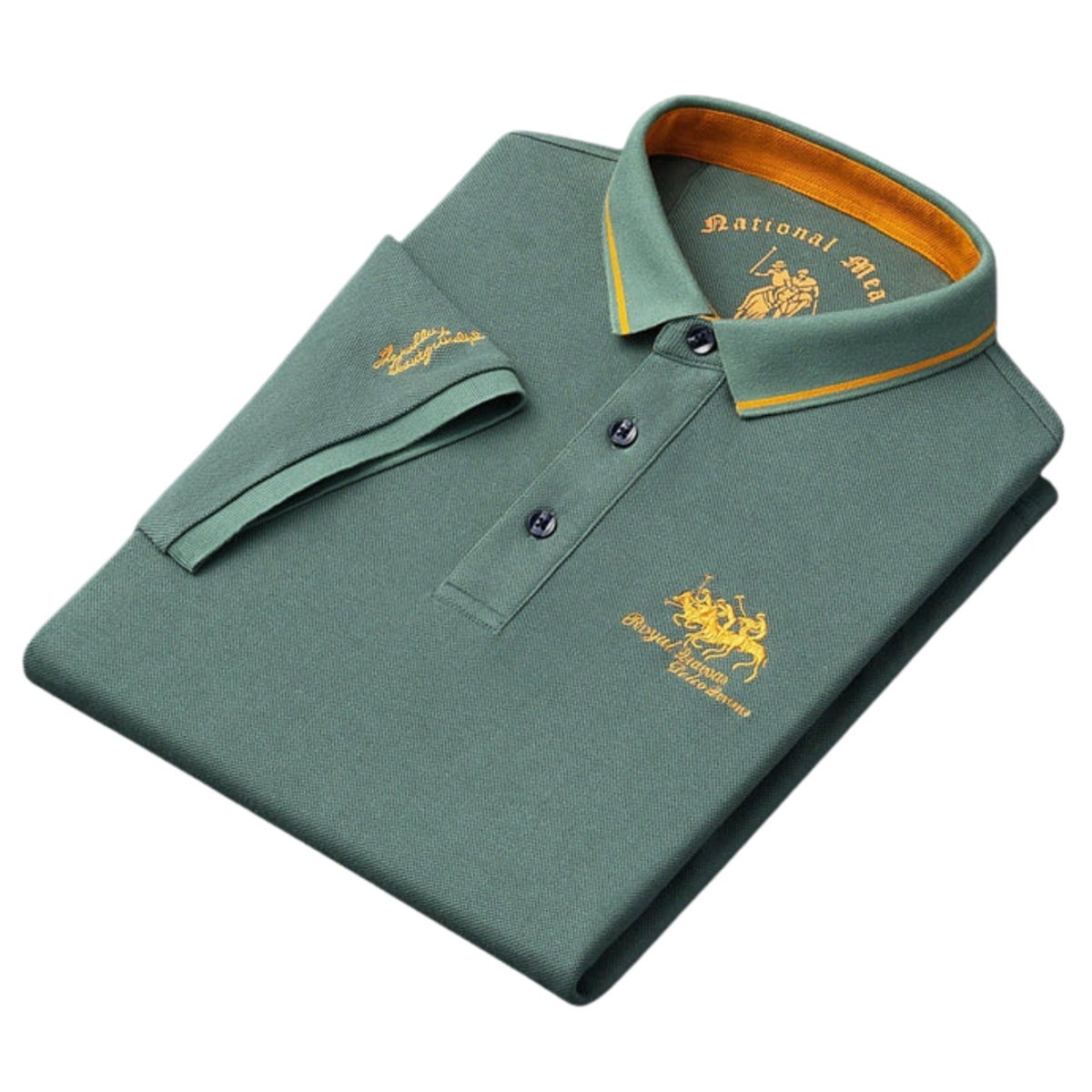 Men's cotton polo shirt — contrast collar embroidered — casual daily office