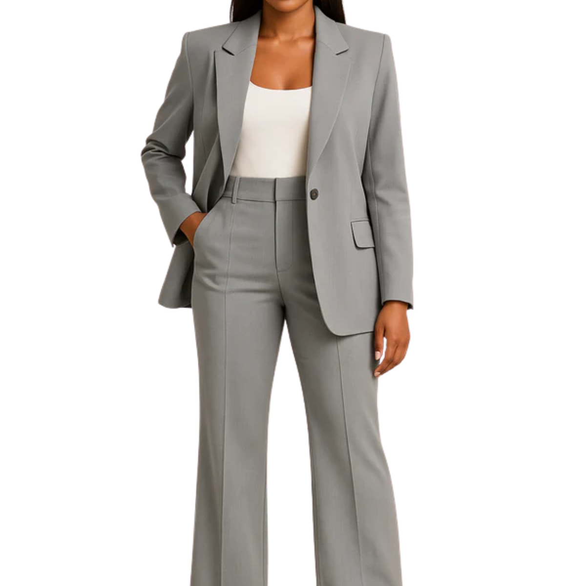 Women's tailored fit pants suit — two-piece blazer and trousers — business