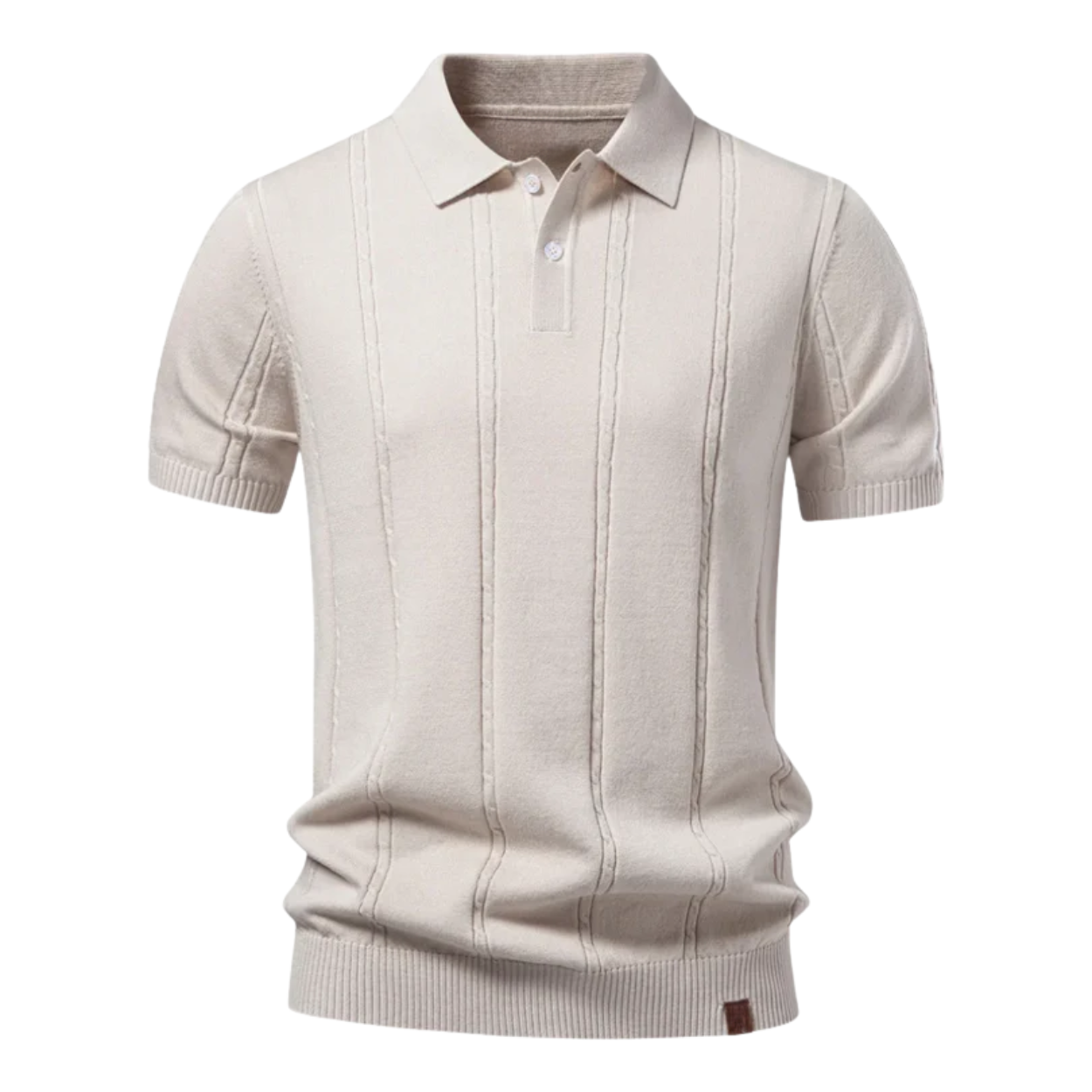 Men's short-sleeve polo shirt — vertical textured mesh — casual daily wear