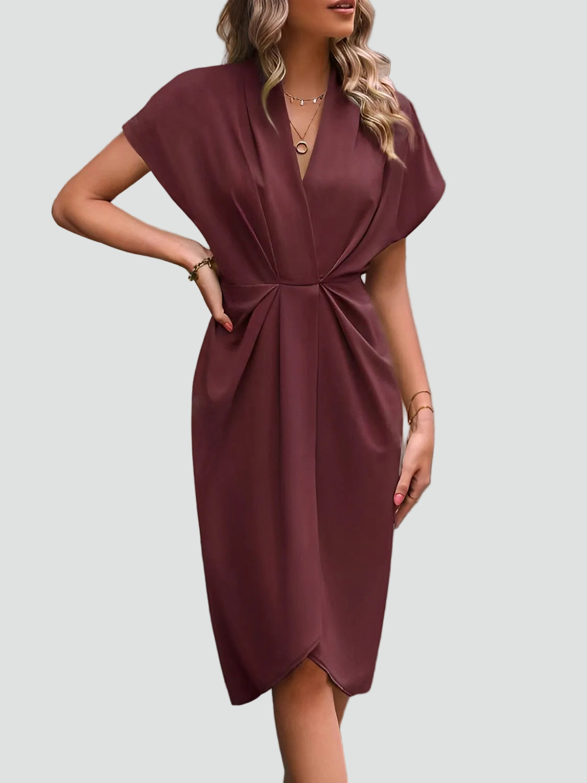 Wrap Front Midi Cocktail Dress