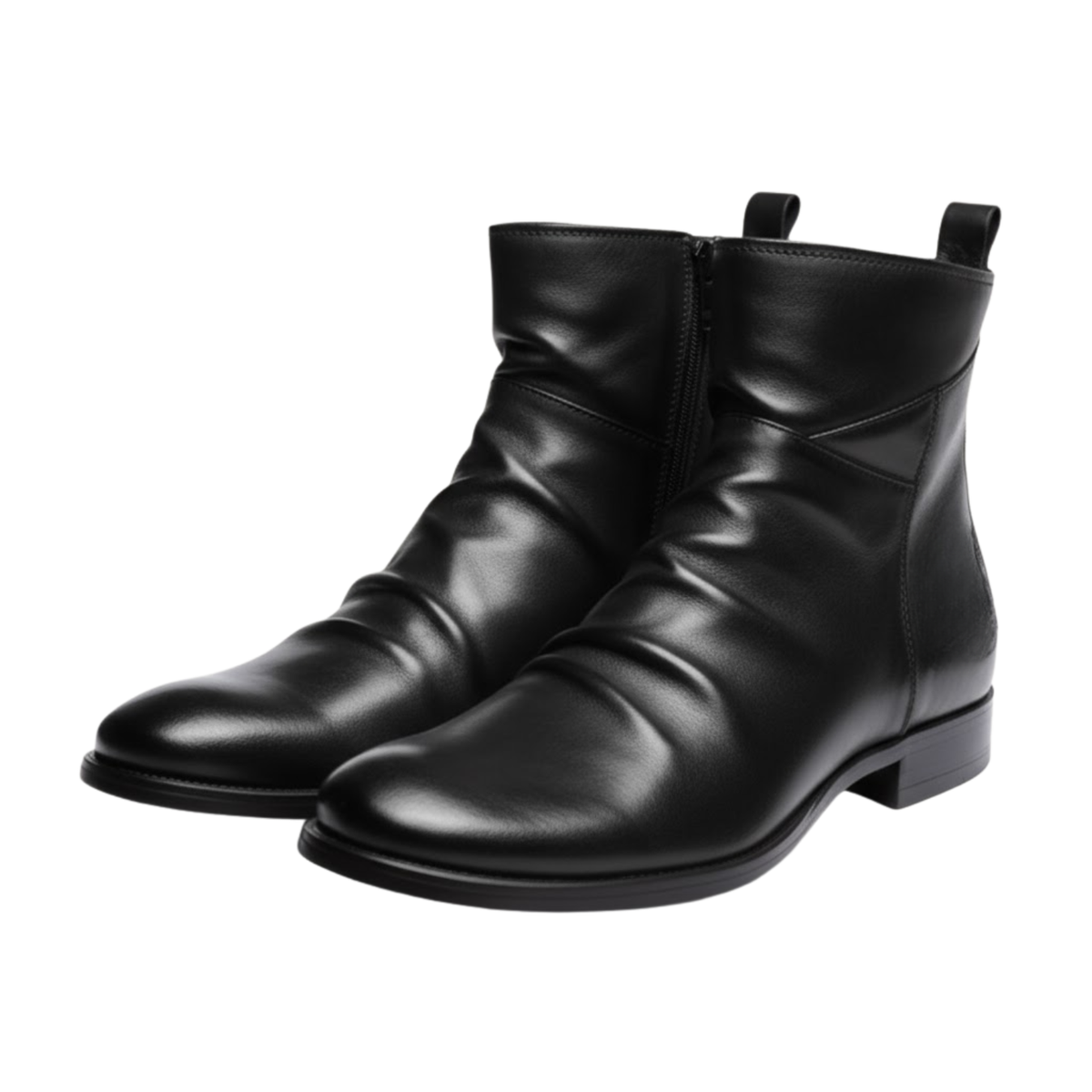 Men's Ankle Boots Side Zipper Handmade PU Leather Outdoor Casual Chelsea Work Shoes