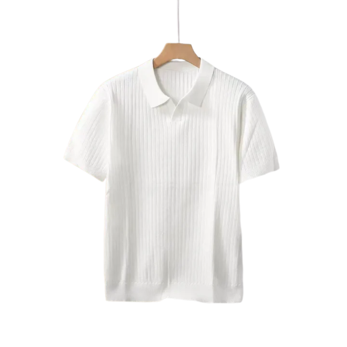 Men's slim fit polo shirt — vertical textured knit — smart casual wear