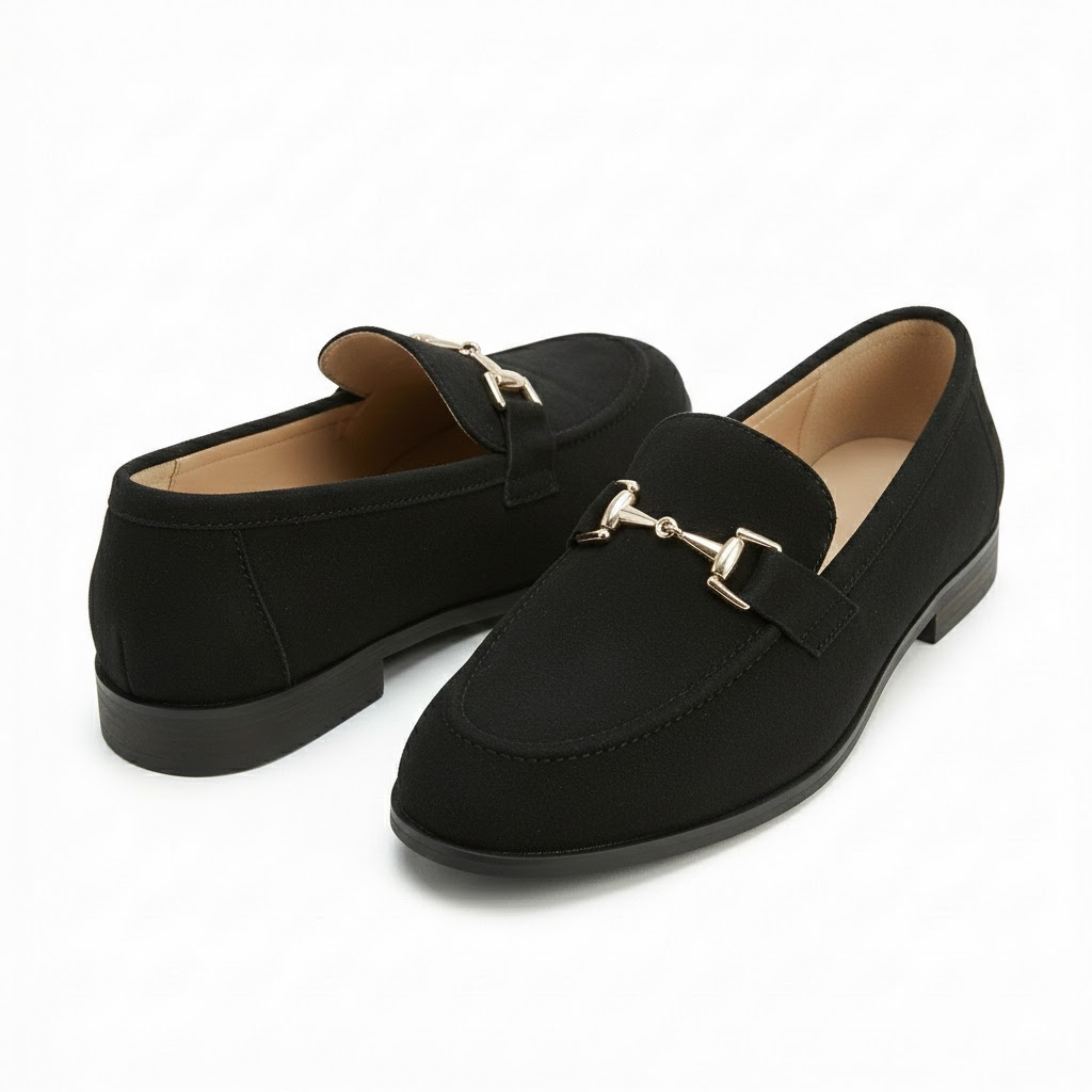 Men's Patent Leather Loafers Pointed Toe Wedding Dress Shoes with Gold Metal Buckle