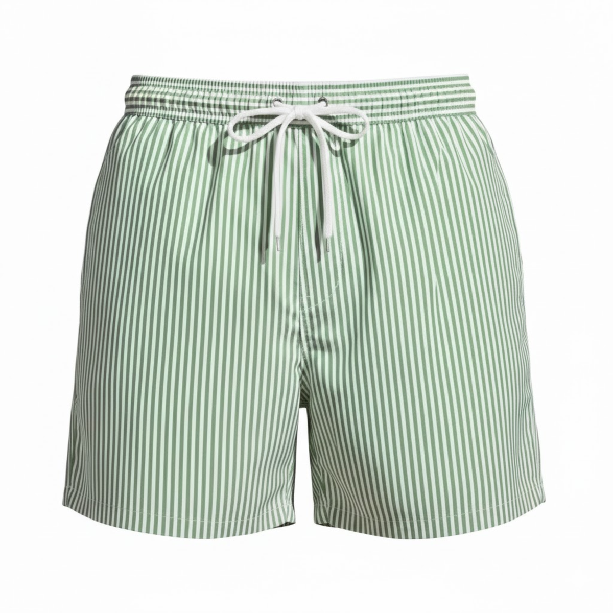 Men's Vertical Striped Beach Shorts with Elastic Drawstring Waist and Loose Fit