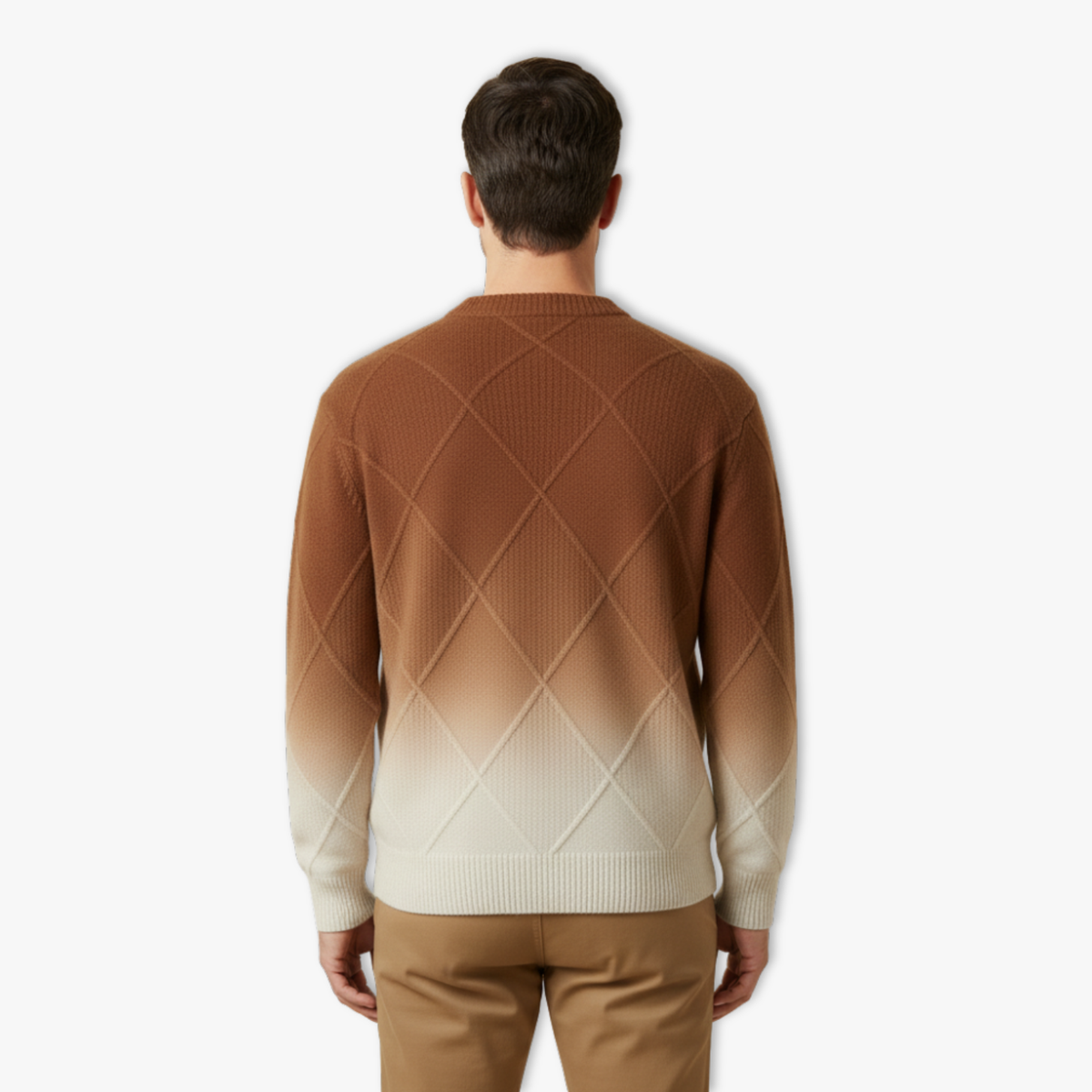 Men Gradient Knitwear Loose Fit Round Neck Pullover