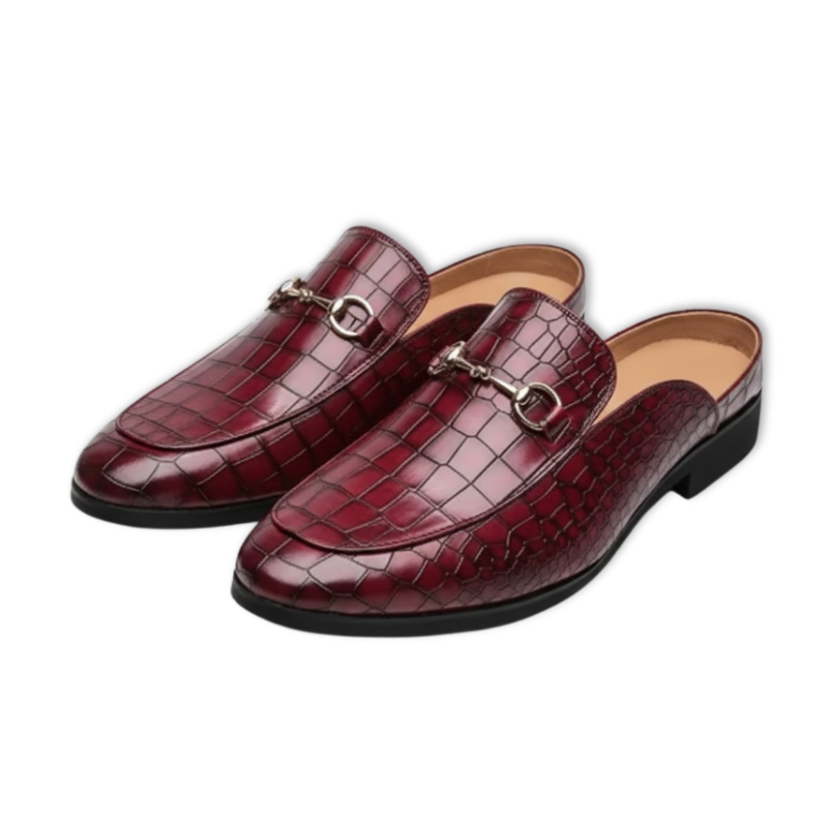 Leather Black Men's Half Shoes Fashion Loafers Slippers