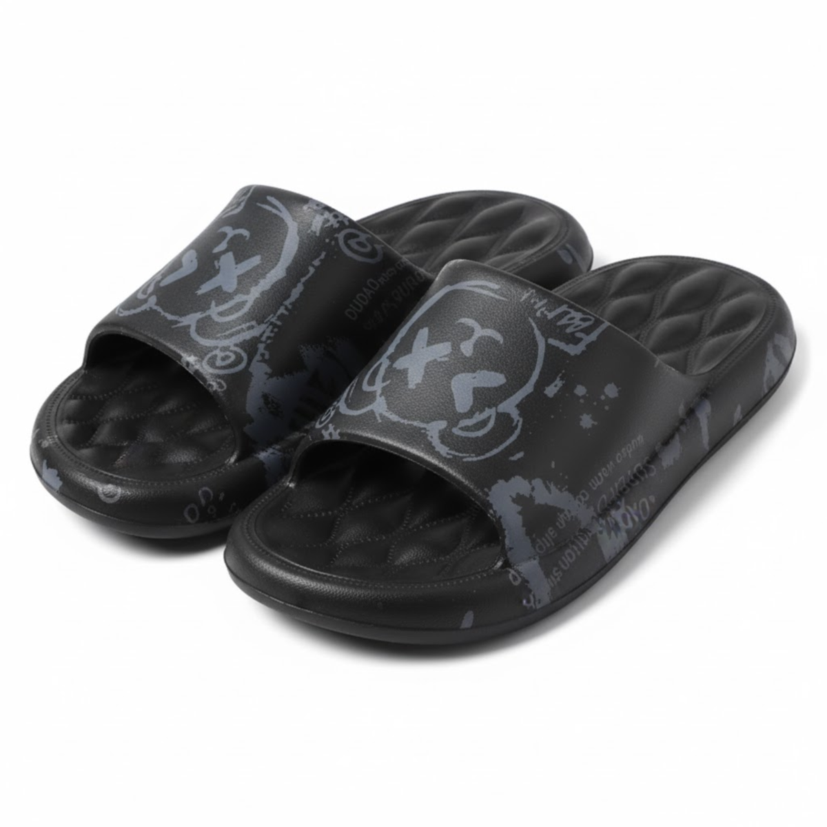 Men's Graffiti EVA Slides Non-Slip Waterproof Beach Sandals Indoor Outdoor Slippers