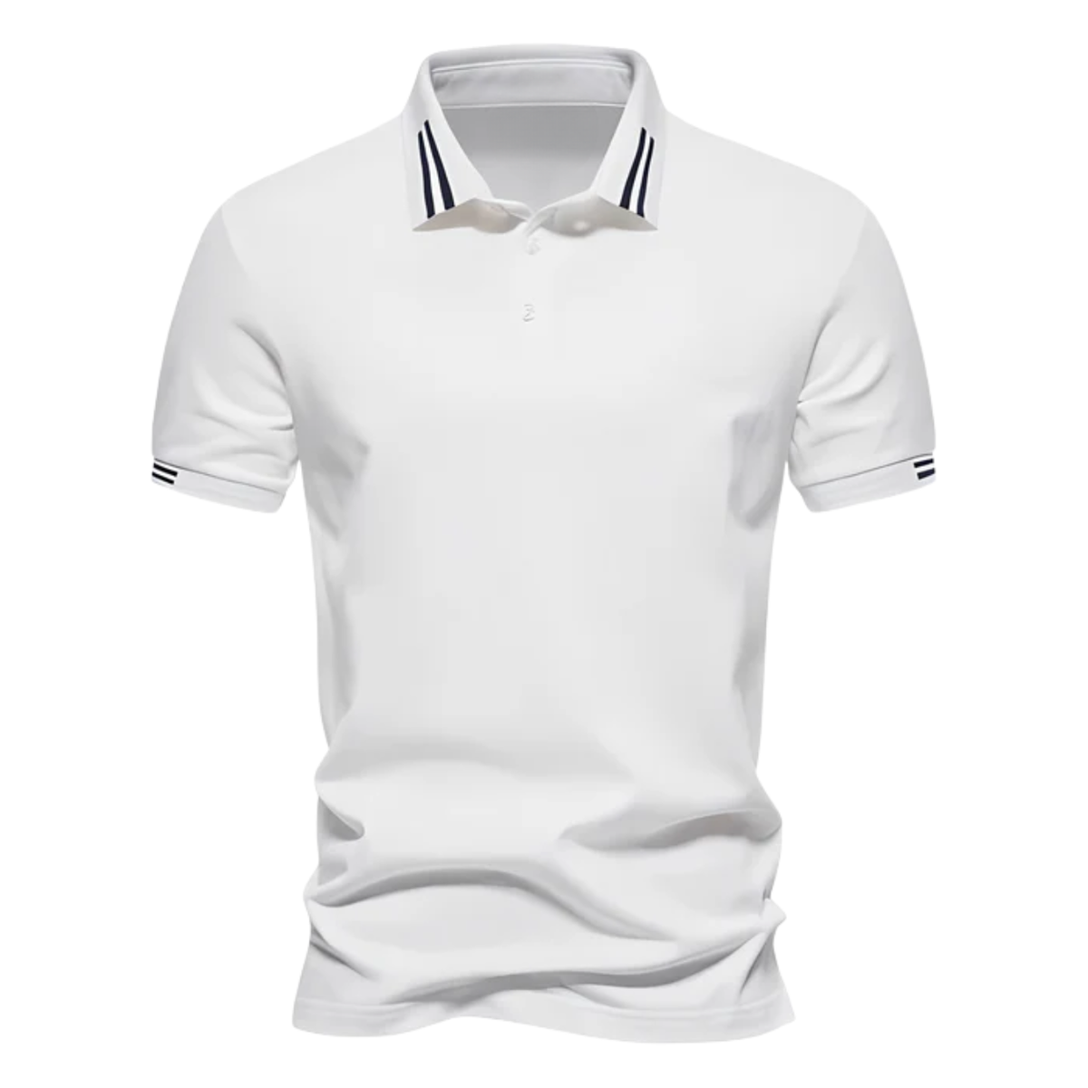 Men's short sleeve polo shirt — tailored slim fit stripe details — casual daily