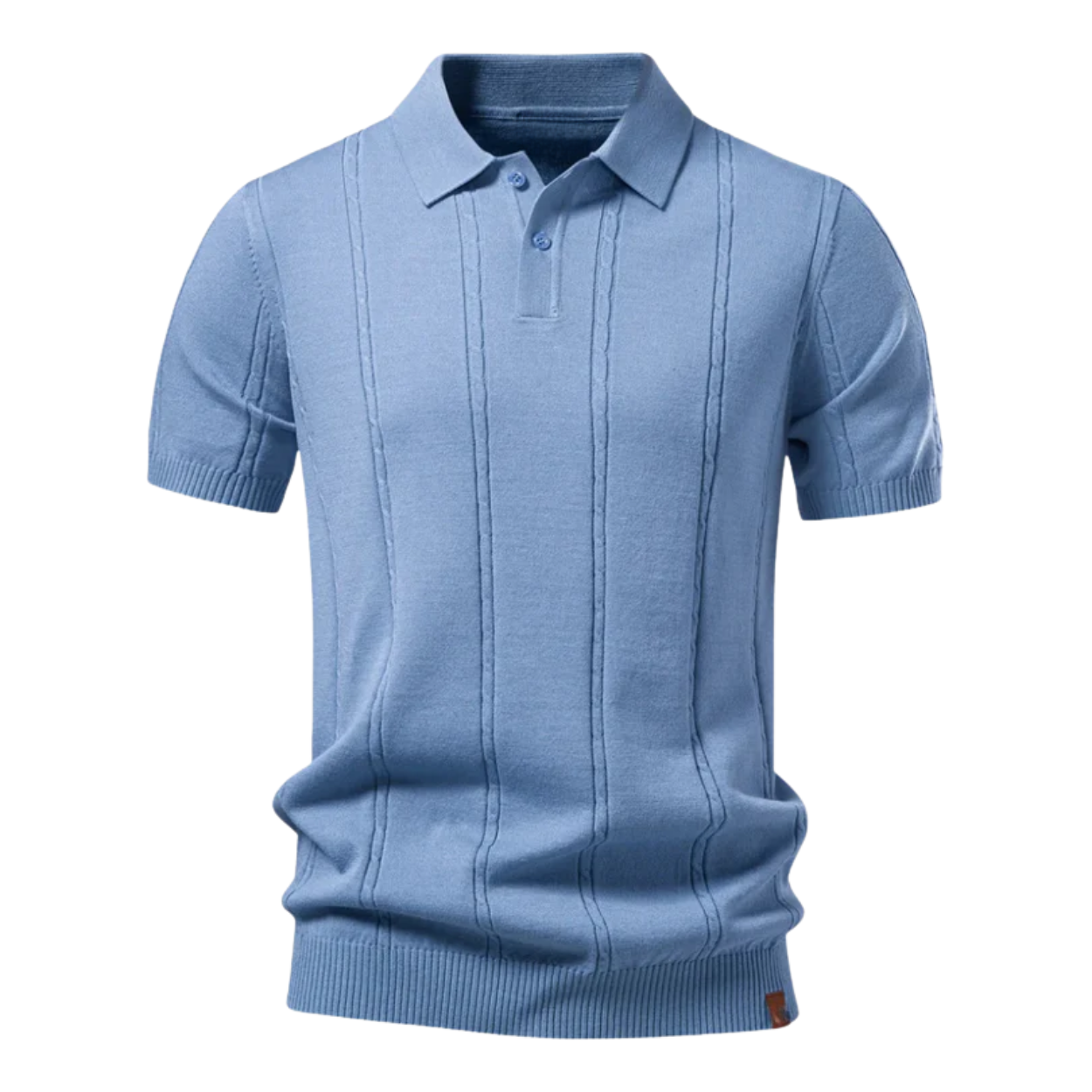 Men's short-sleeve polo shirt — vertical textured mesh — casual daily wear