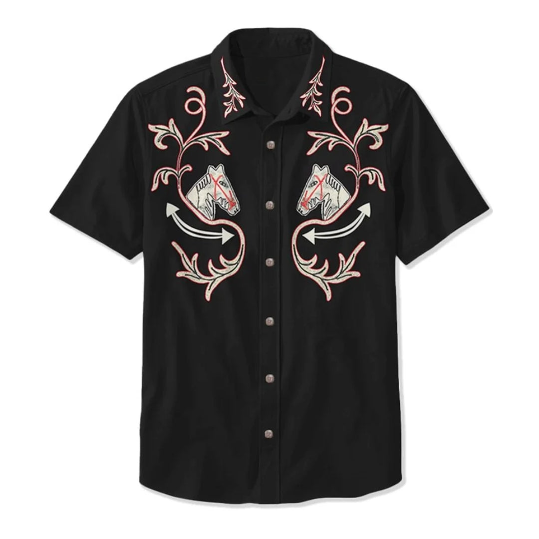 Embroidered Western Button Down Shirt