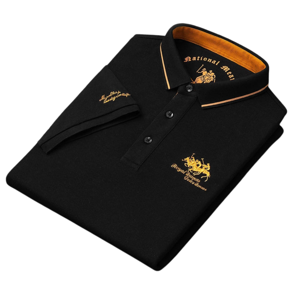 Men's cotton polo shirt — contrast collar embroidered — casual daily office