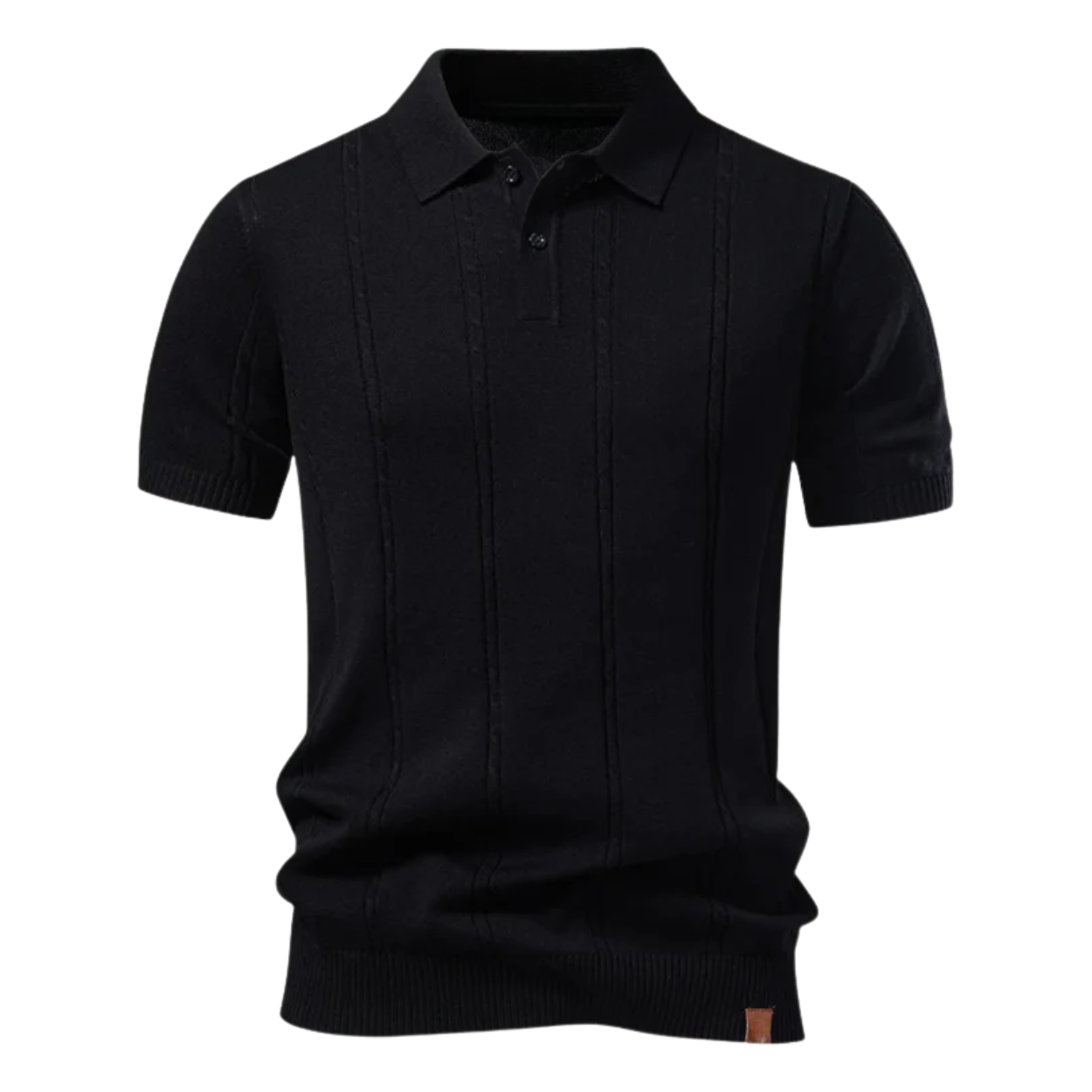 Men's short-sleeve polo shirt — vertical textured mesh — casual daily wear
