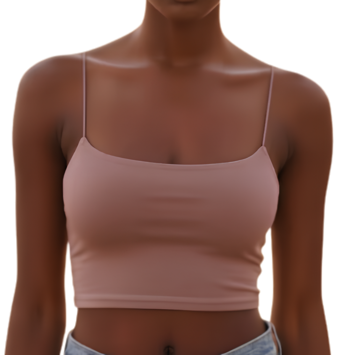 Crop top tank for women with thin straps in cotton poly blend — vacation