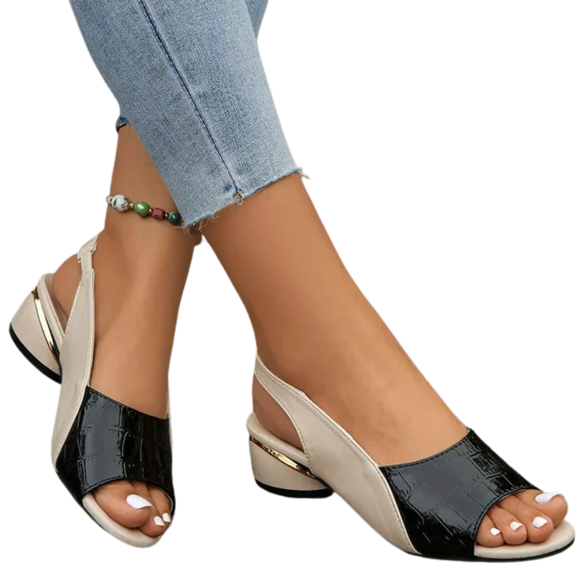 Women's open-toe sandals — slingback with block heel — everyday comfort