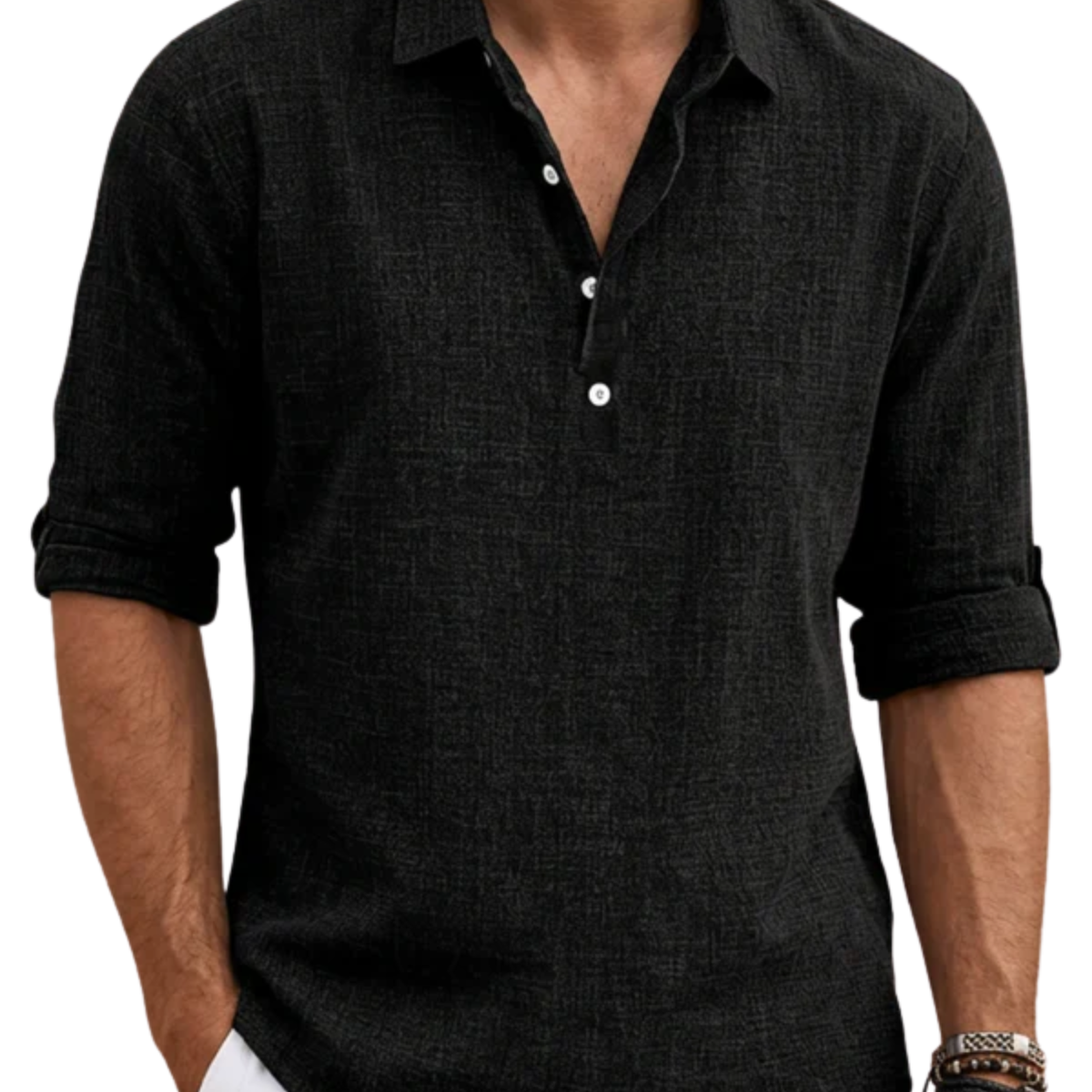 Men's linen polo shirt — regular fit short sleeve — holiday