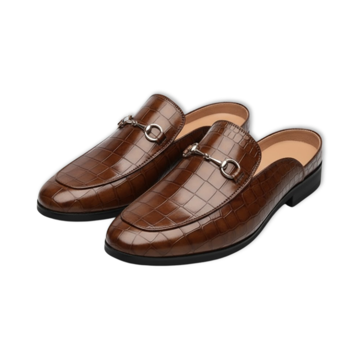 Leather Black Men's Half Shoes Fashion Loafers Slippers