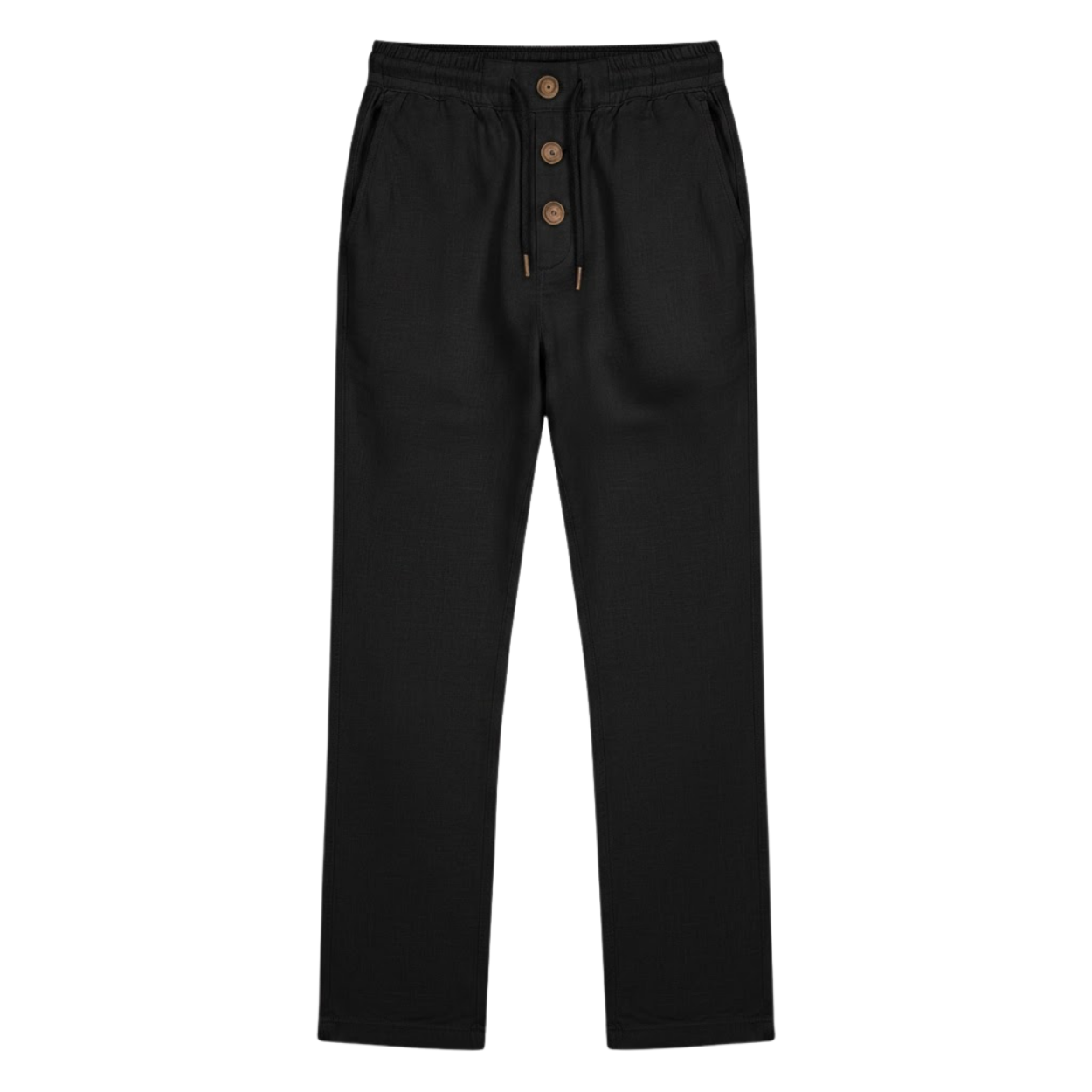 Men's Drawstring Linen Pants Elastic Waist Straight Leg Breathable Casual Trousers