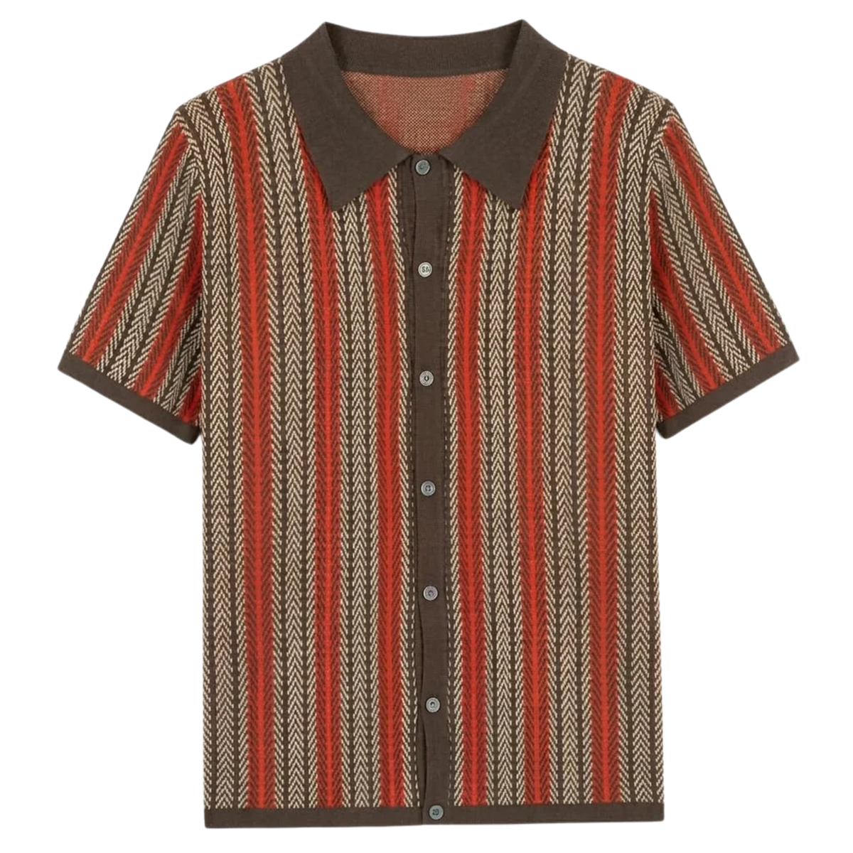 Men's knit polo shirt — vertical stripe — casual resort wear