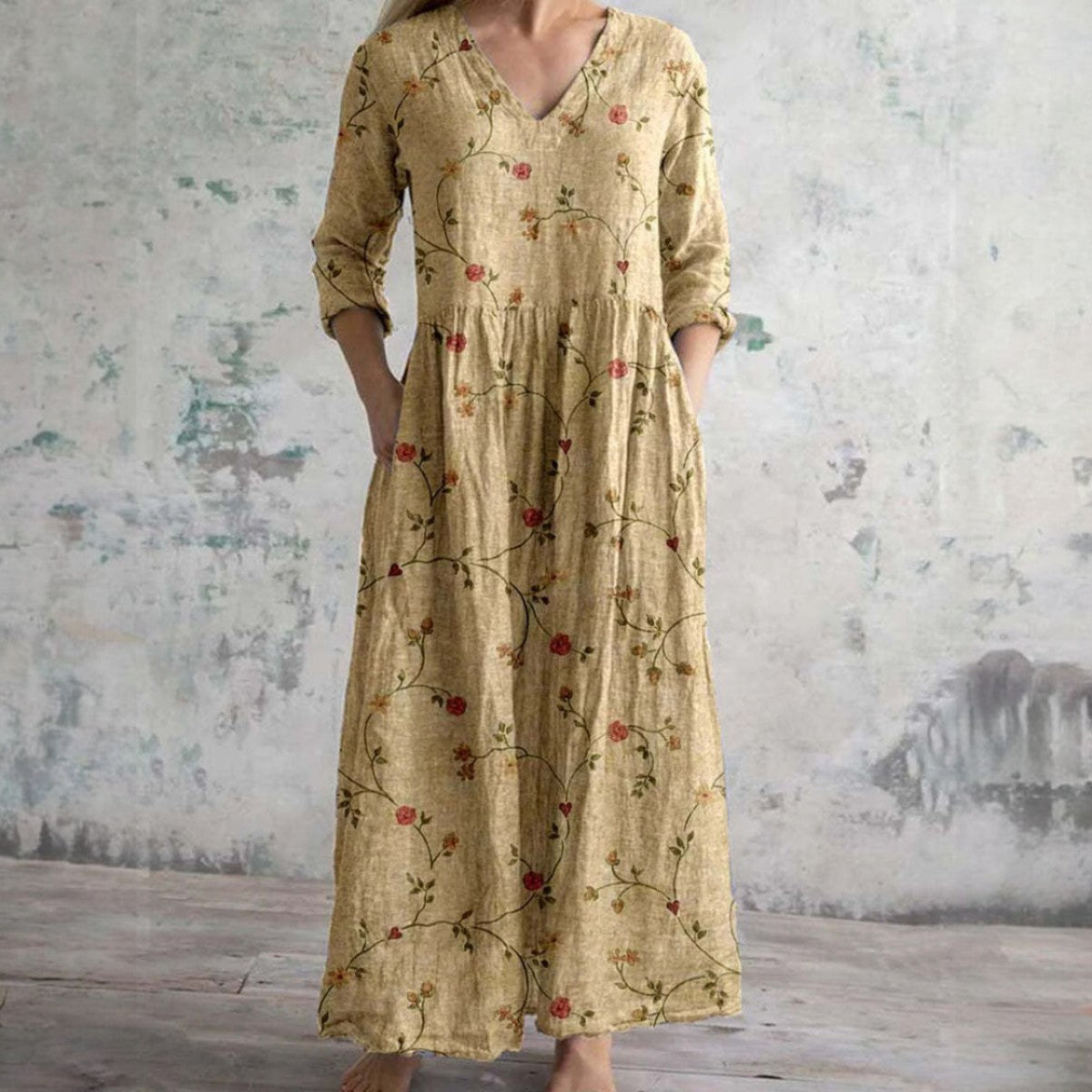 Floral Linen Maxi Dress