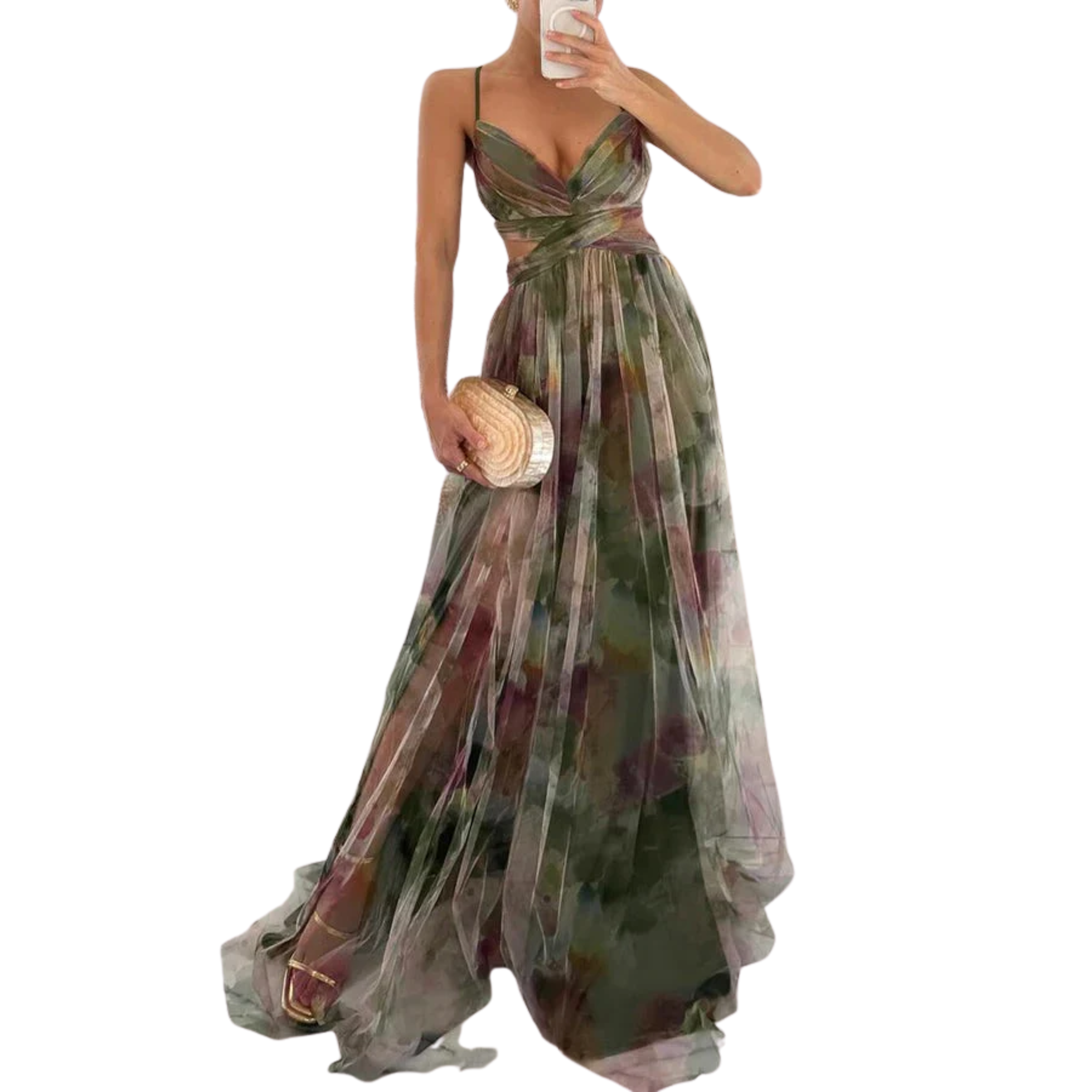 Women's Floral Tulle Maxi Dress Sleeveless Flowy Boho Special Occasion Long Dress
