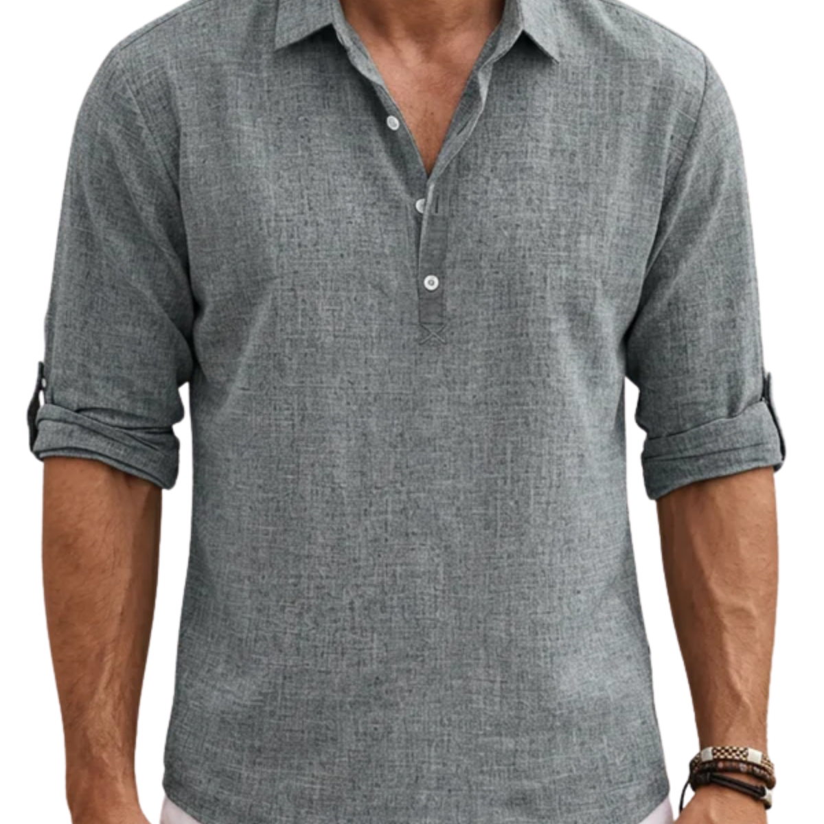 Men's linen polo shirt — regular fit short sleeve — holiday