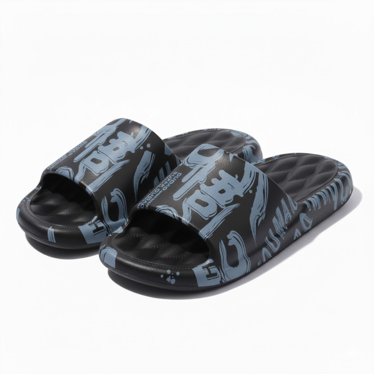 Men's Graffiti EVA Slides Non-Slip Waterproof Beach Sandals Indoor Outdoor Slippers