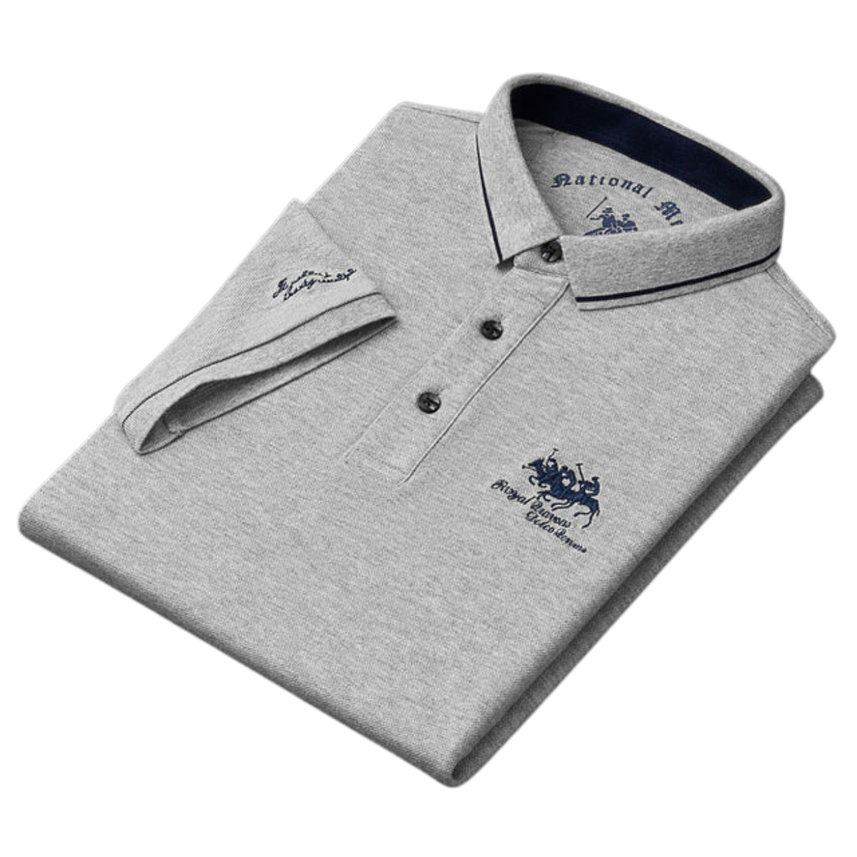 Men's cotton polo shirt — contrast collar embroidered — casual daily office