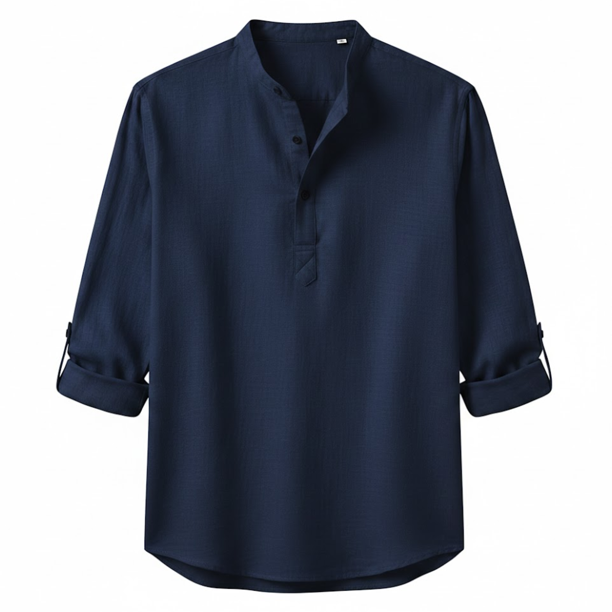 Men's Cotton Linen Henley Shirt Long Sleeve Breathable Casual Beach Button Top