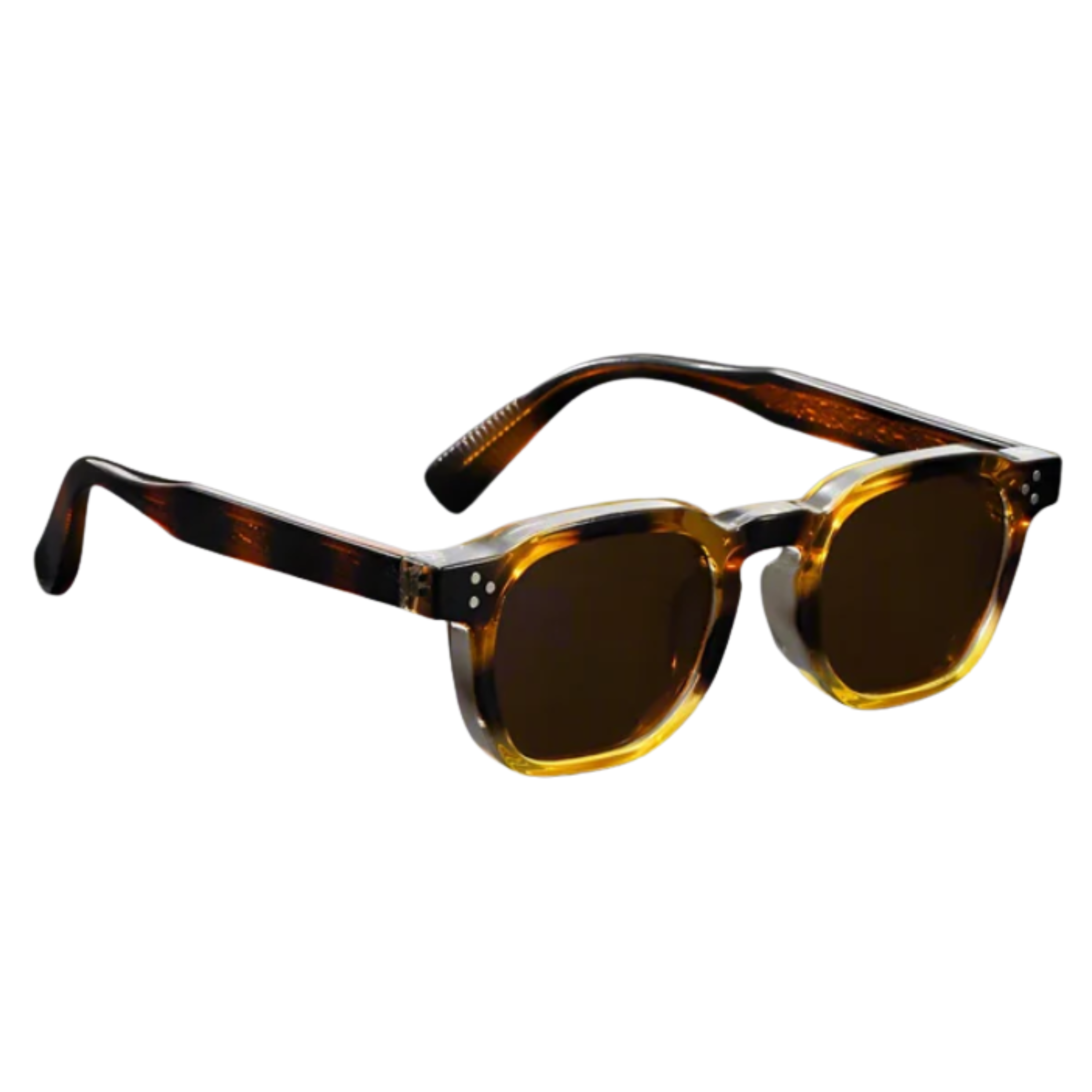 Polarized Square Sunglasses CP Frame Metal Core Rivet Detail Unisex UV400 Protection