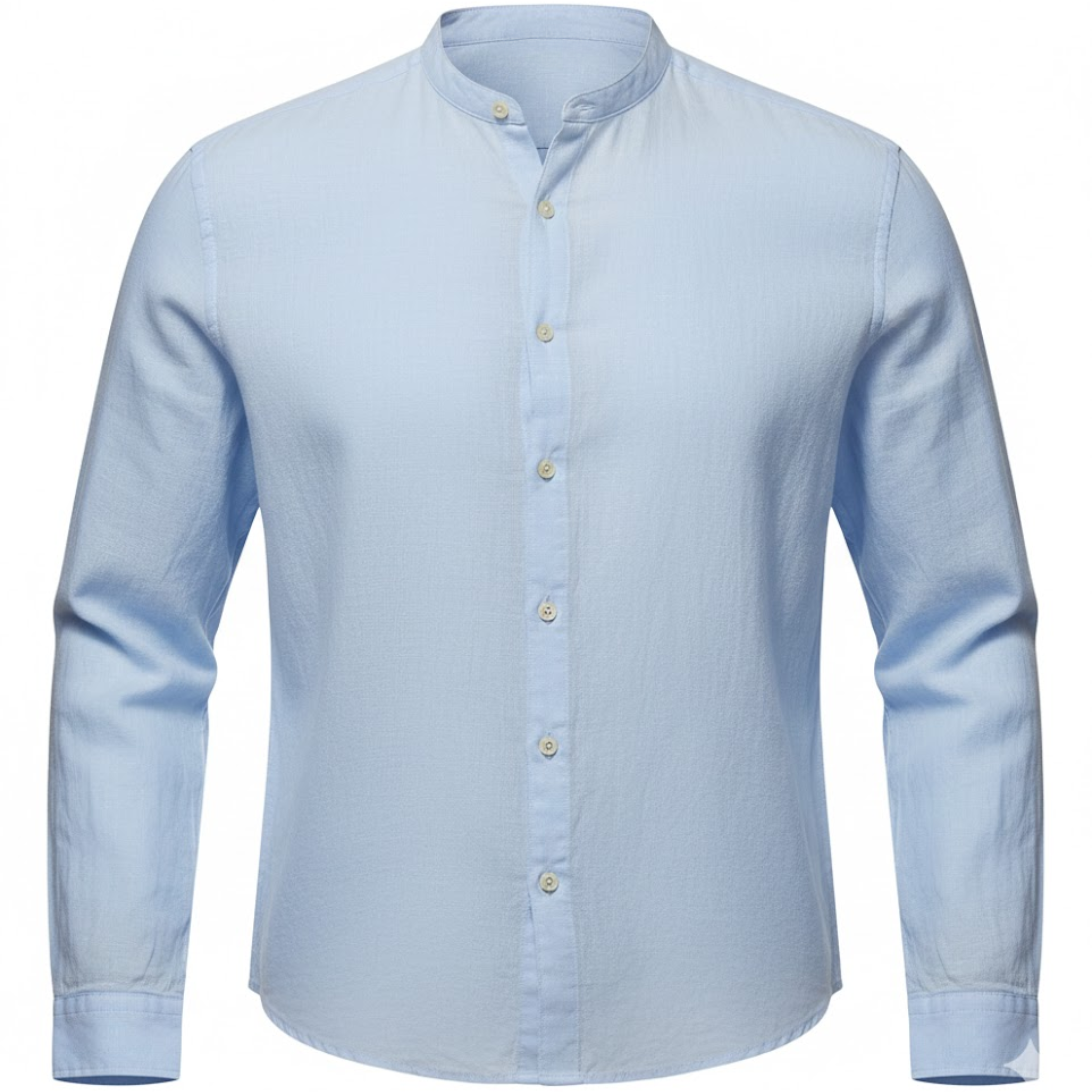 Men's Cotton Linen Henley Shirt Long Sleeve Slim Fit Single Breasted Casual Beach Top