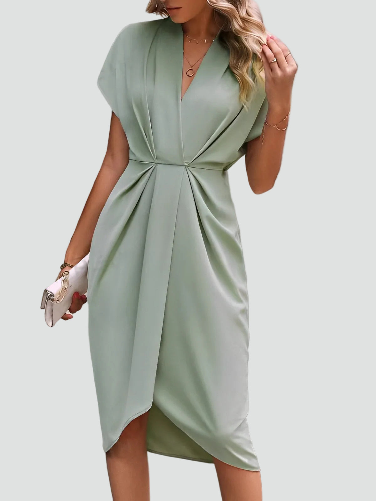 Wrap Front Midi Cocktail Dress