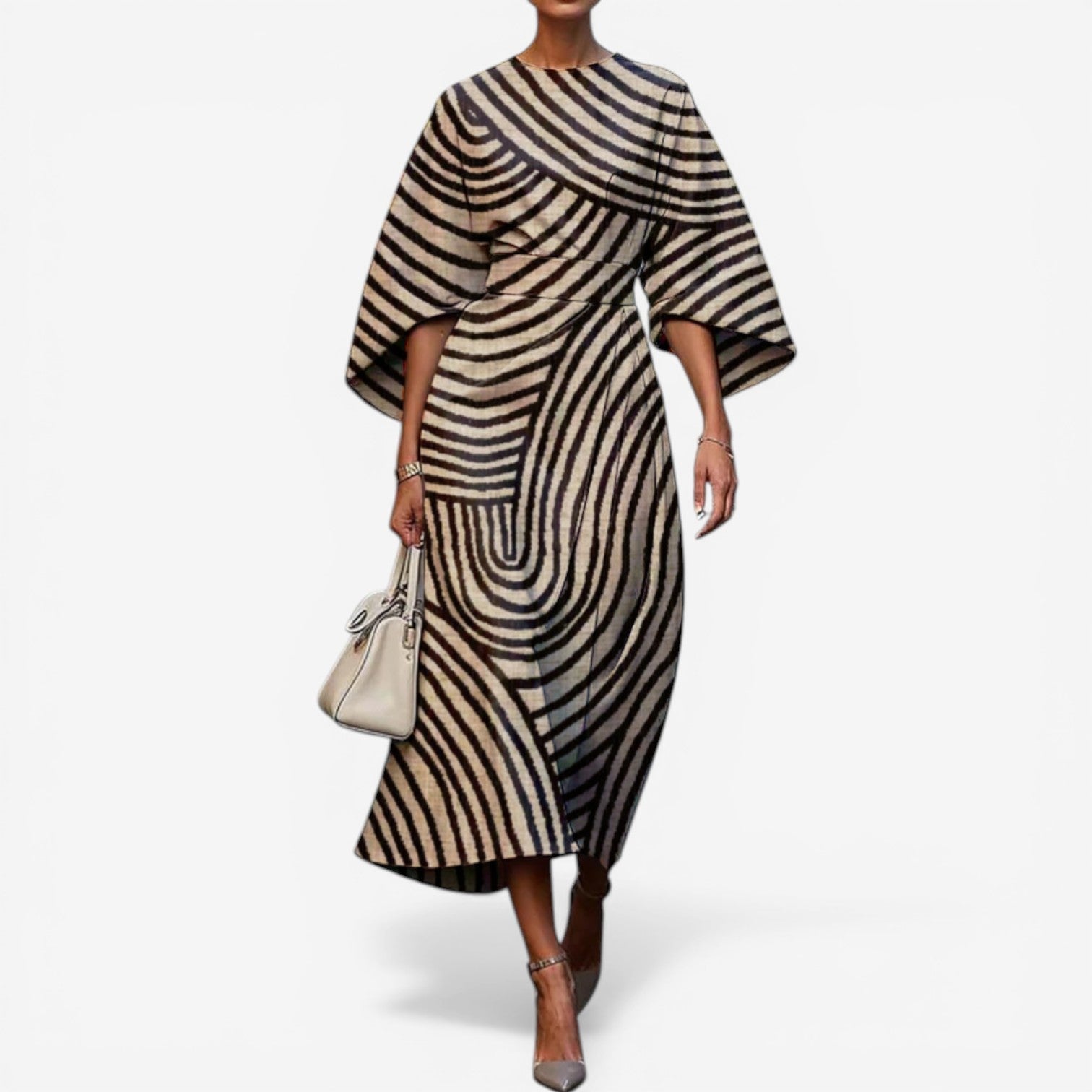Women's art print kimono dress — patchwork quilted — cultural opening