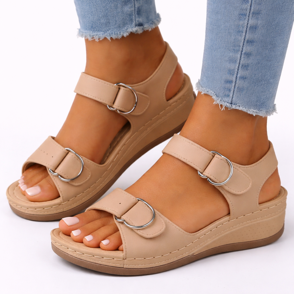 Walking Wedge Sandals With Buckles