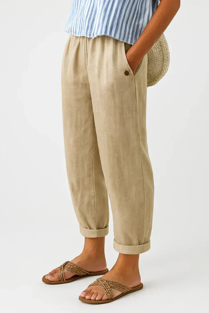 Straight Leg Casual Cotton Trousers
