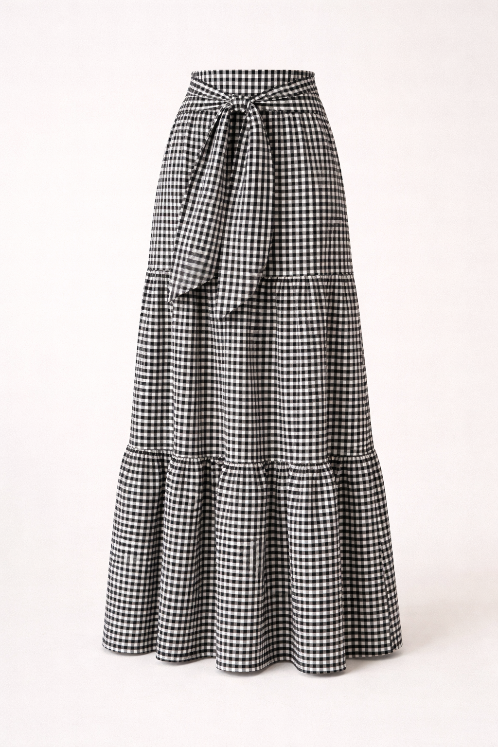 Maxi skirt for women - plaid tiered high waist - beach vacation