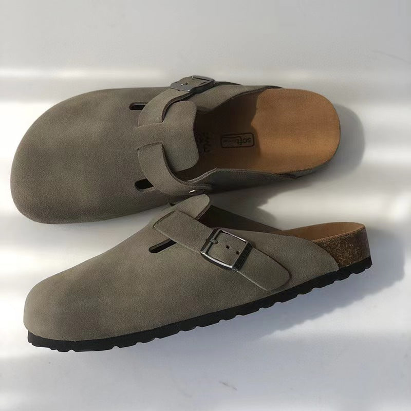 Men's suede clogs adjustable buckle
