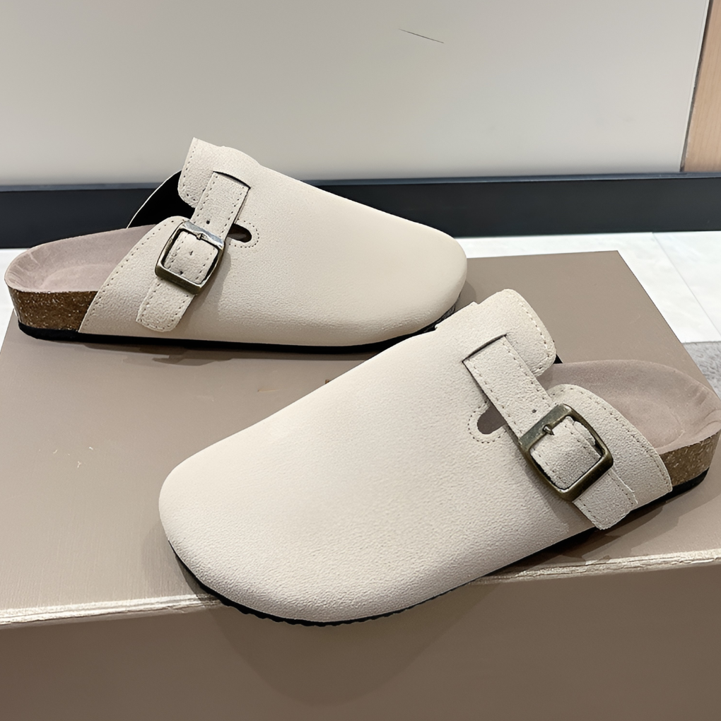 Men's suede clogs adjustable buckle